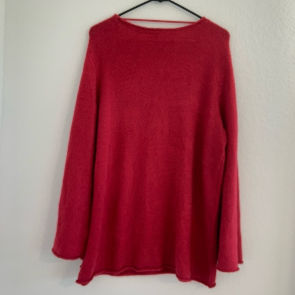 Lane Bryant Fuchsia Pink Lattice Cut Out Long Sleeve Shimmer Sweater NWT - Picture 11 of 15